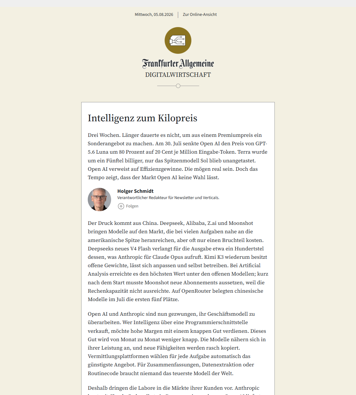 Vorschau des Newsletters PRO Digitalwirtschaft